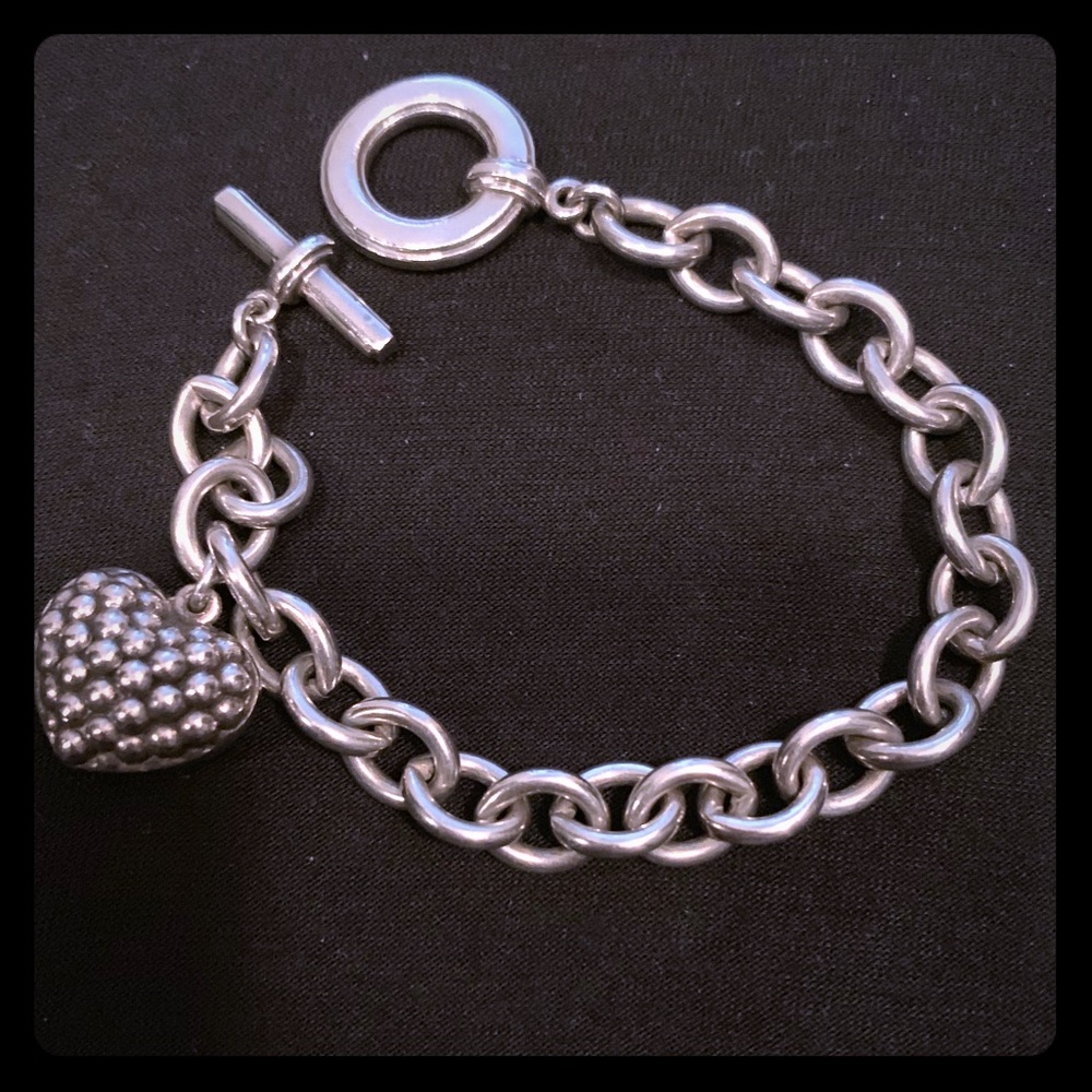 Lagos caviar heart charm bracelet